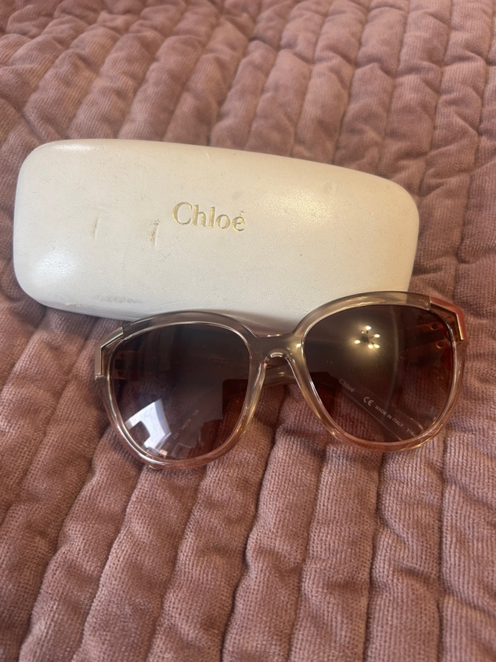 Chloe Oversized Pink / Brown Gradient Sunglasses - Designer Women's Shades